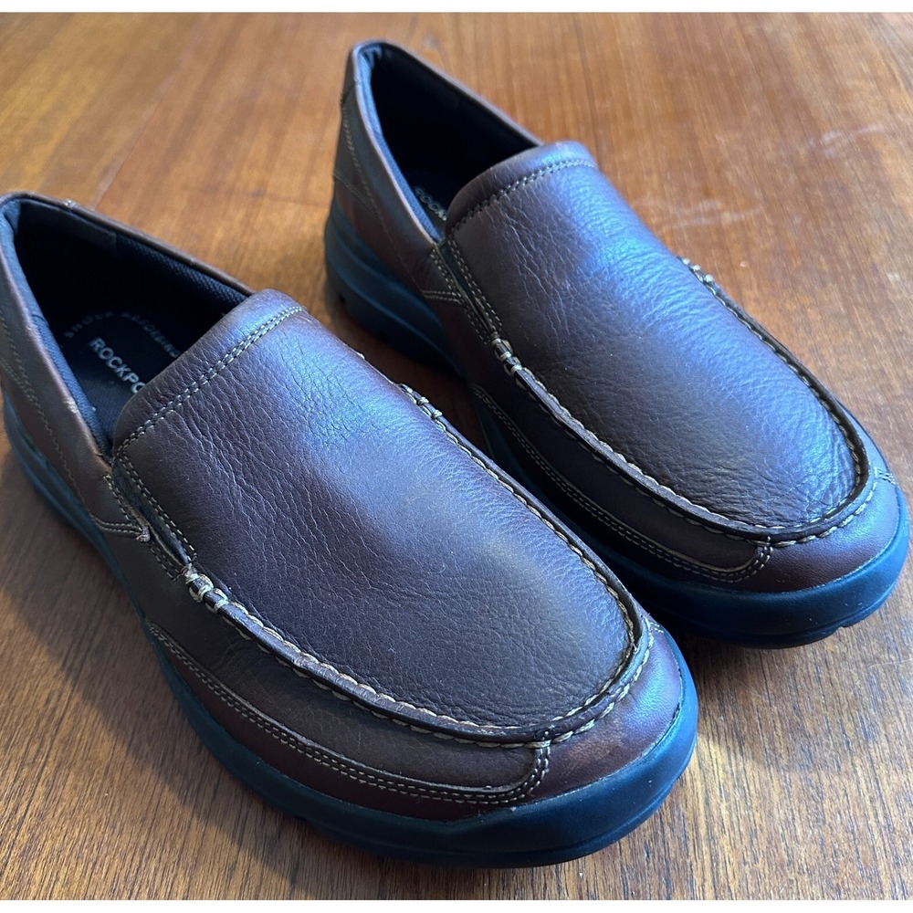 Rockport Mens Size 8.5 Loafer Driving Shoes Brown Leather Slip‎ On Comfort